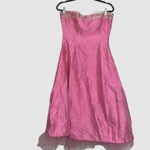 Maraki Womens Pink Strapless Lace-Up Back Dress